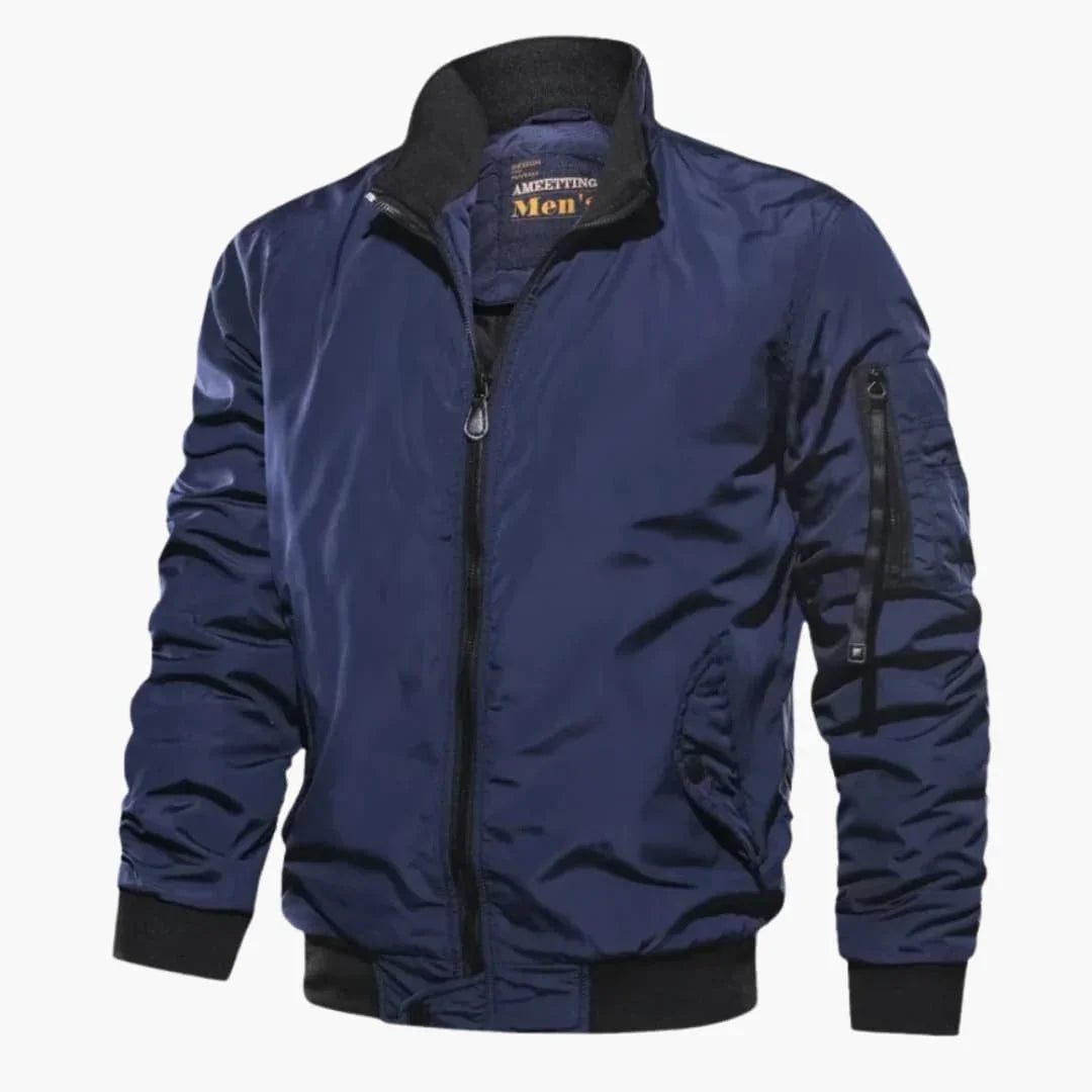 NOUVEAU RICHE Winddichte Bomberjacke Für Herren Leicht Übergangsjacke Blau