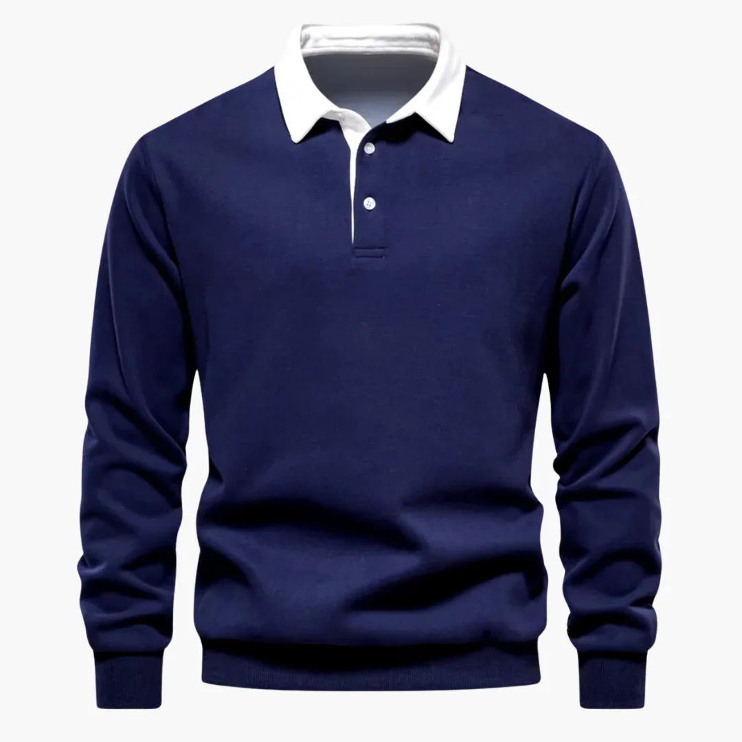 NOUVEAU RICHE Polohemd Herren Baumwolle Vielseitig Alltags und Business Dunkelblau