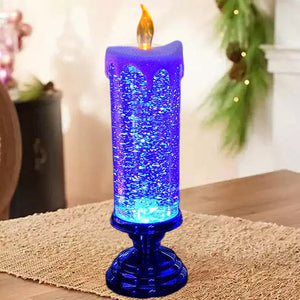 NOUVEAU RICHE Magische Weihnachtsbeleuchtung – LED-Glitzerflamme mit Wasser & wirbelndem Glitzer, Weihnachtsdeko in Blau, Gold, Rot oder Silber – TwinkleFlame Blau