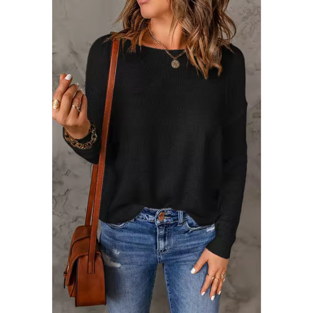 NOUVEAU RICHE Pullover Damen Zeitloser Komfort Weicher Strick Stil Schwarzt