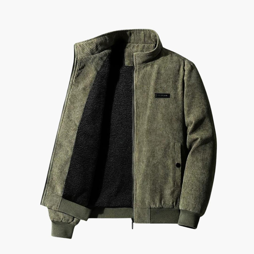 NOUVEAU RICHE Gerippte Retrojacke Für Herren Mit Struktur Vielseitig Armeegrün