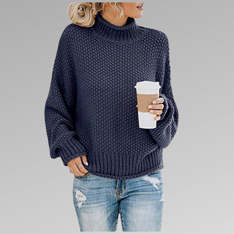 NOUVEAU RICHE Bersh | Damen Lockerer Strickpullover für den Winter Blau