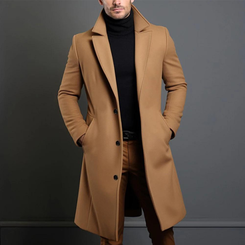 NOUVEAU RICHE Lusso Hochwertiger Wollmantel für Männer Khaki