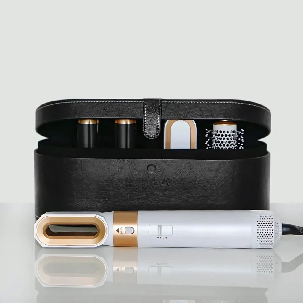 NOUVEAU RICHE 5-in-1 Stylingbürste Keramik Trocknet Glättet Lockt Goldweiß