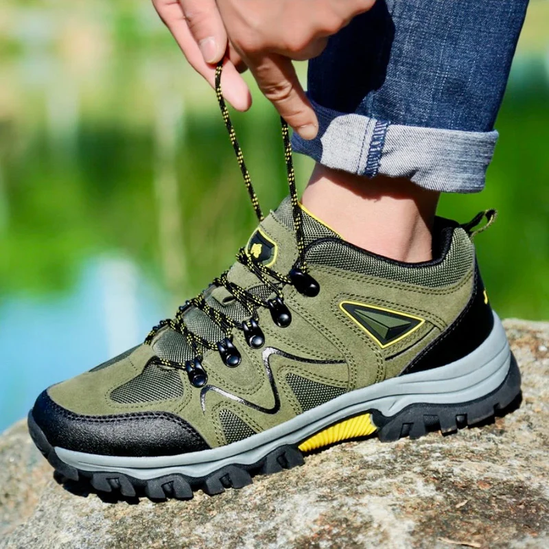 NOUVEAU RICHE Herren Wander Schuhe Schnüren Outdoor Im Freien Abenteuer Grün