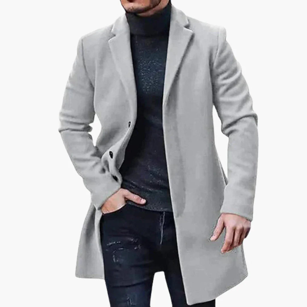 NOUVEAU RICHE Wintermantel Für Herren Mit Passform Veredelter Oberstoff Grau