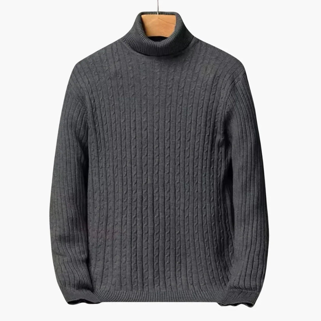 NOUVEAU RICHE Herren Rollkragenpullover Figurbetonte Passform Schlank Dunkelgrau