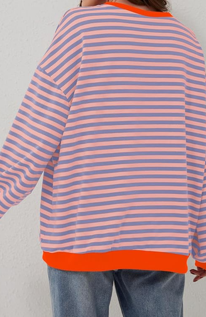 NOUVEAU RICHE Damen Gestreifter Oversized Pullover Mit Lebhaften Streifen