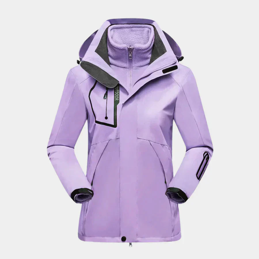 NOUVEAU RICHE Damen Skijacke – Stylische Langarm Jacke mit Flexiblen Schutz Lila