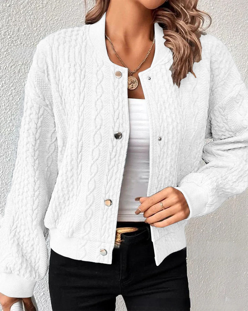 NOUVEAU RICHE Gemütliche gemusterte Strickjacke – Damen Cardigan mit Muster & Druckknöpfen, atmungsaktiv, S–3XL – Isana Weiss