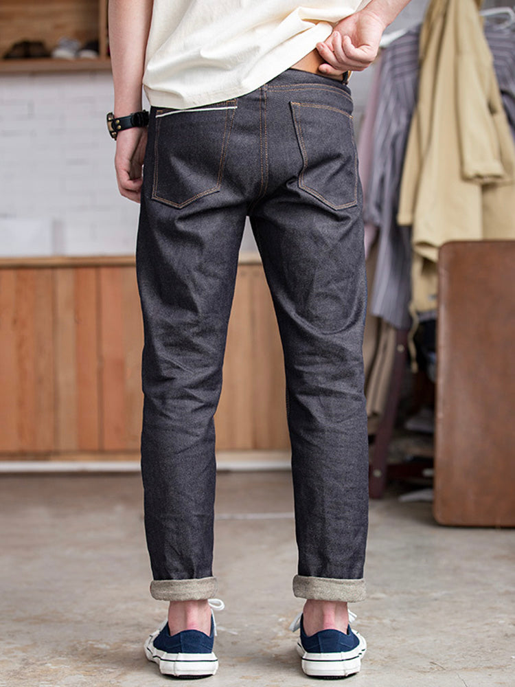 NOUVEAU RICHE Herren American Retro Stil Roh Denim Jeans Aus 100 Prozent Baumwolle Mit Klassischem Geradem Bein Design
