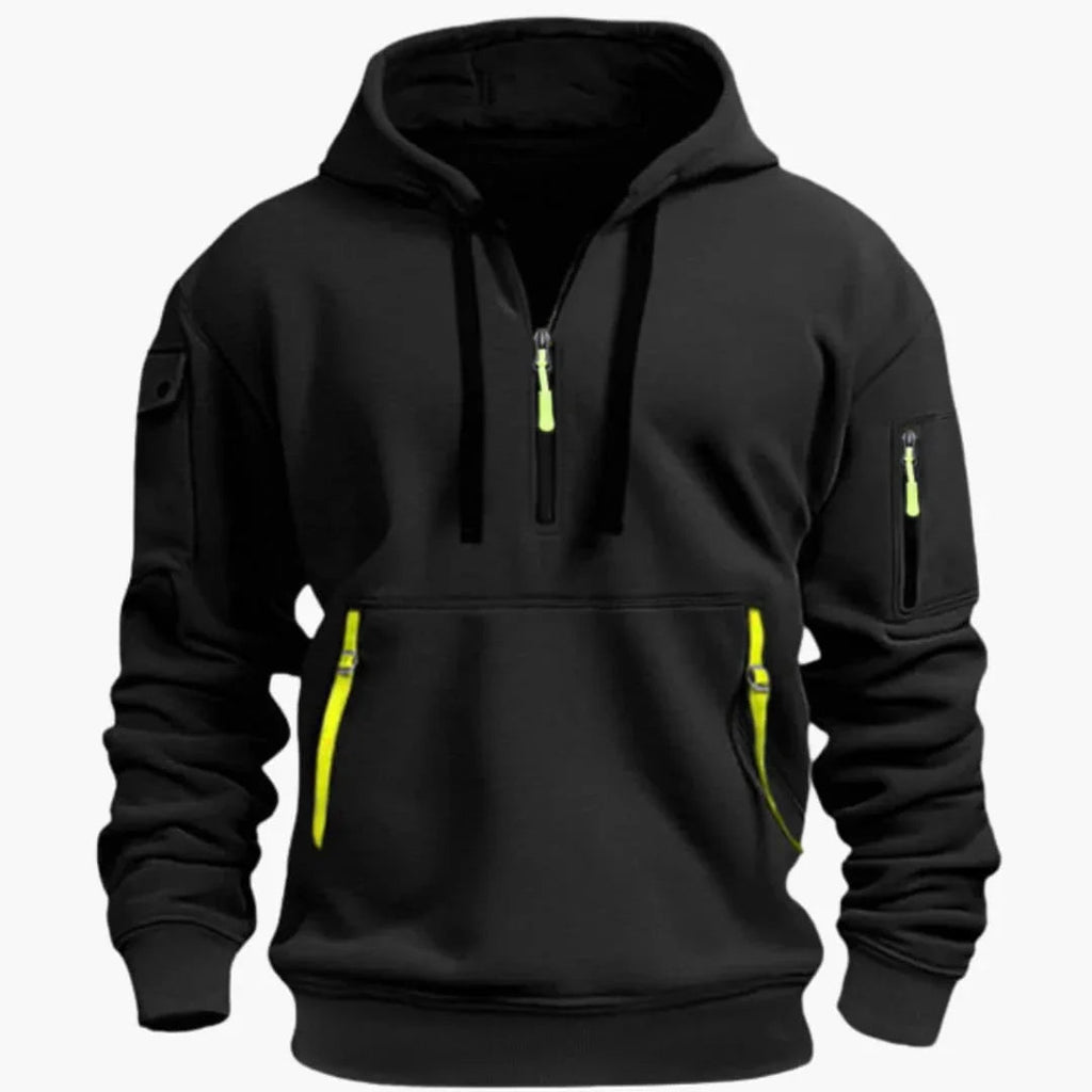 NOUVEAU RICHE Hoodie Für Herren Mit Struktur Und Vielseitige Passform Schwarz