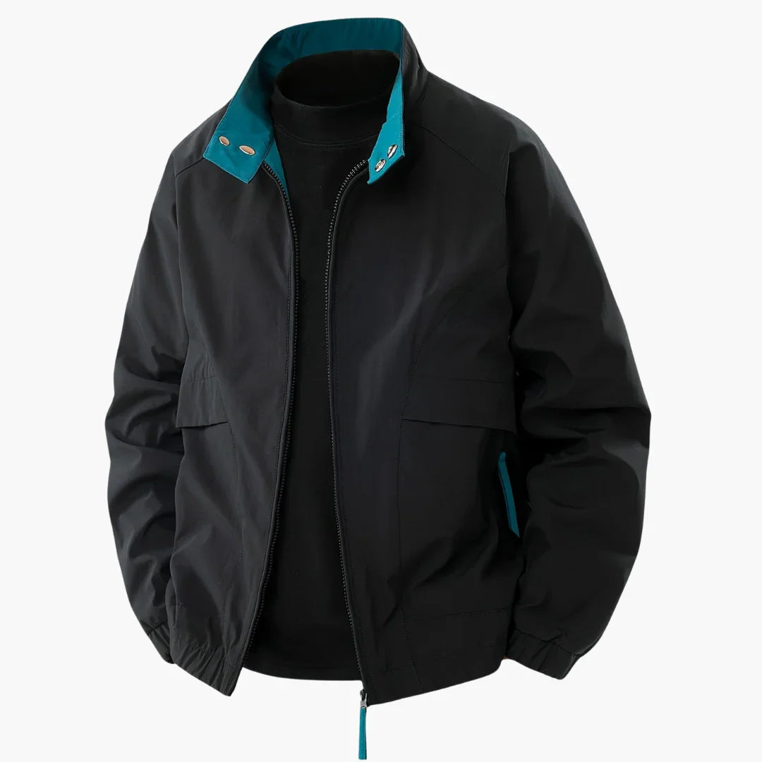 NOUVEAU RICHE Gefütterte Bomberjacke Herren Übergangsjacke Mit Fronttaschen Schwarz