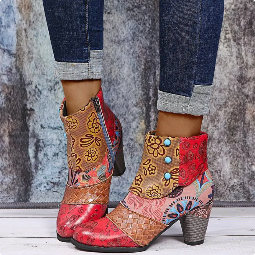 NOUVEAU RICHE Damen Wasserdichte Retro Stiefel Mit Stil Regentage Eleganz Rot
