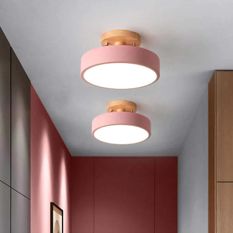NOUVEAU RICHE Moderne LED-Deckenleuchte – Deckenlampe aus Holz & Acryl für Schlafzimmer, Esszimmer & Wohnzimmer, 5 Farben – LunaLux Rosa