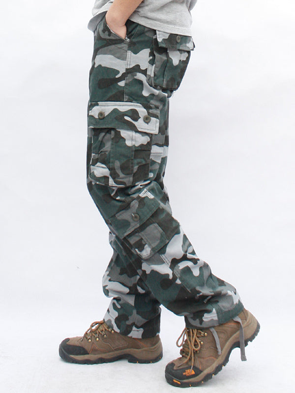 NOUVEAU RICHE Herren Camouflage Militärhose Gerade Schnitt Baumwolle Cargo Pants Mit Seitentaschen Für Komfort Und Stil Blau