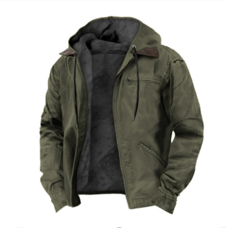NOUVEAU RICHE Kapuzenjacke Herren Warm Winterjacke Klassisch Alltagslook Armeegrün