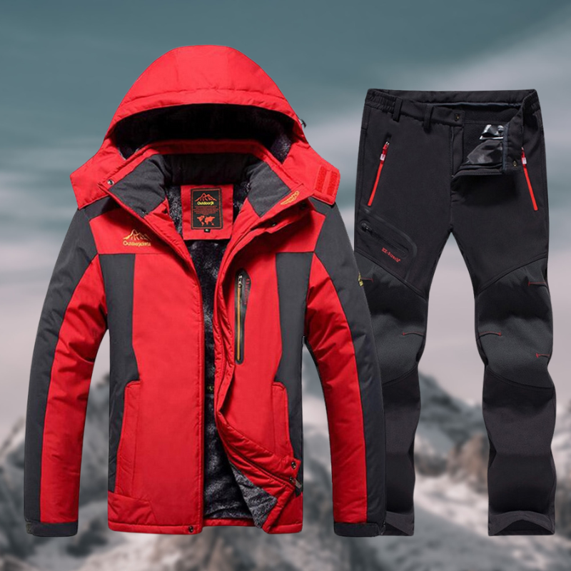 NOUVEAU RICHE Herren Winter Set Jacke Hose Wasserdicht Atmungsaktiv Rot