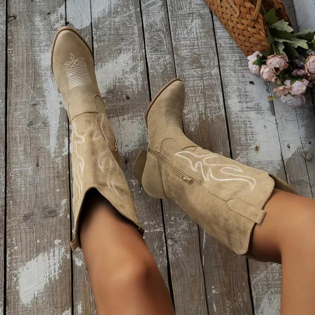 NOUVEAU RICHE Cowboy Stiefel Spitzstiefel Seitenreißverschluss Retro