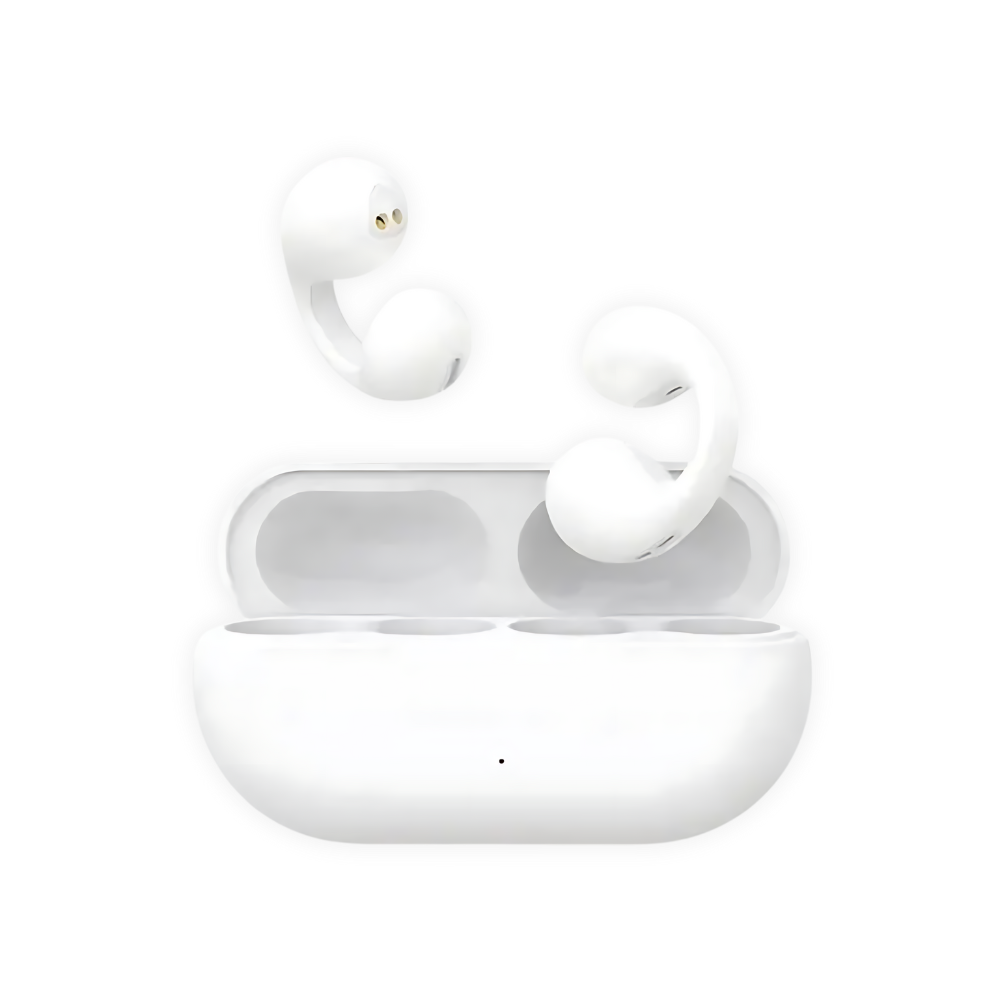 NOUVEAU RICHE Kabellose Ohrhörer – Knochenschall Bluetooth Ohrhörer, Open-Ear, wasserabweisend, bis zu 8 h Akku, Schwarz oder Weiss – EchoSonic Weiss