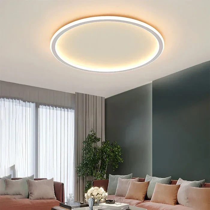 NOUVEAU RICHE Skandinavische runde Deckenleuchte – Moderne LED Deckenlampe rund, dimmbar, optional mit Fernbedienung, Ø 20–50 cm – AuroraSphere