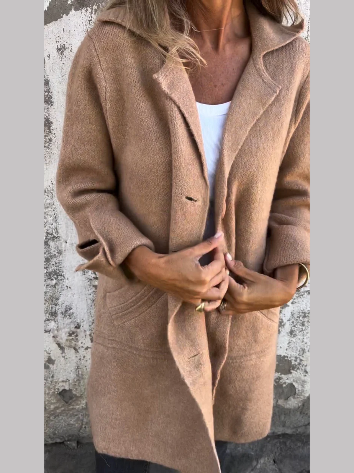 NOUVEAU RICHE Legere Lange Strickjacke – Langer Cardigan Damen, weich & atmungsaktiv, für jede Jahreszeit, S–3XL – Sephira Braun
