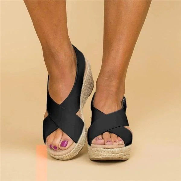 NOUVEAU RICHE Sommersandalen Damen Weiche Decksohle Verstellbare Riemen Schwarz