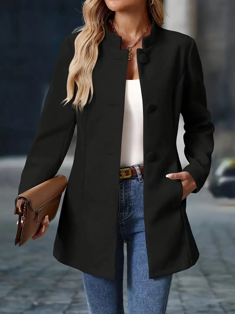 NOUVEAU RICHE Klassische Taillierte Jacke – Damen Jacke mit schmeichelhafter Silhouette, elegant, Beige, Schwarz oder Khaki, S–2XL – Luna