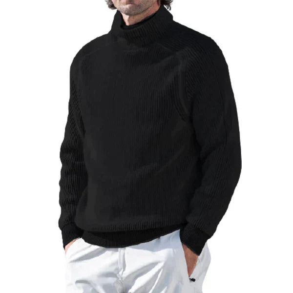 NOUVEAU RICHE Rollkragenpullover Leichtes Material Rippstrick Passform Schwarz