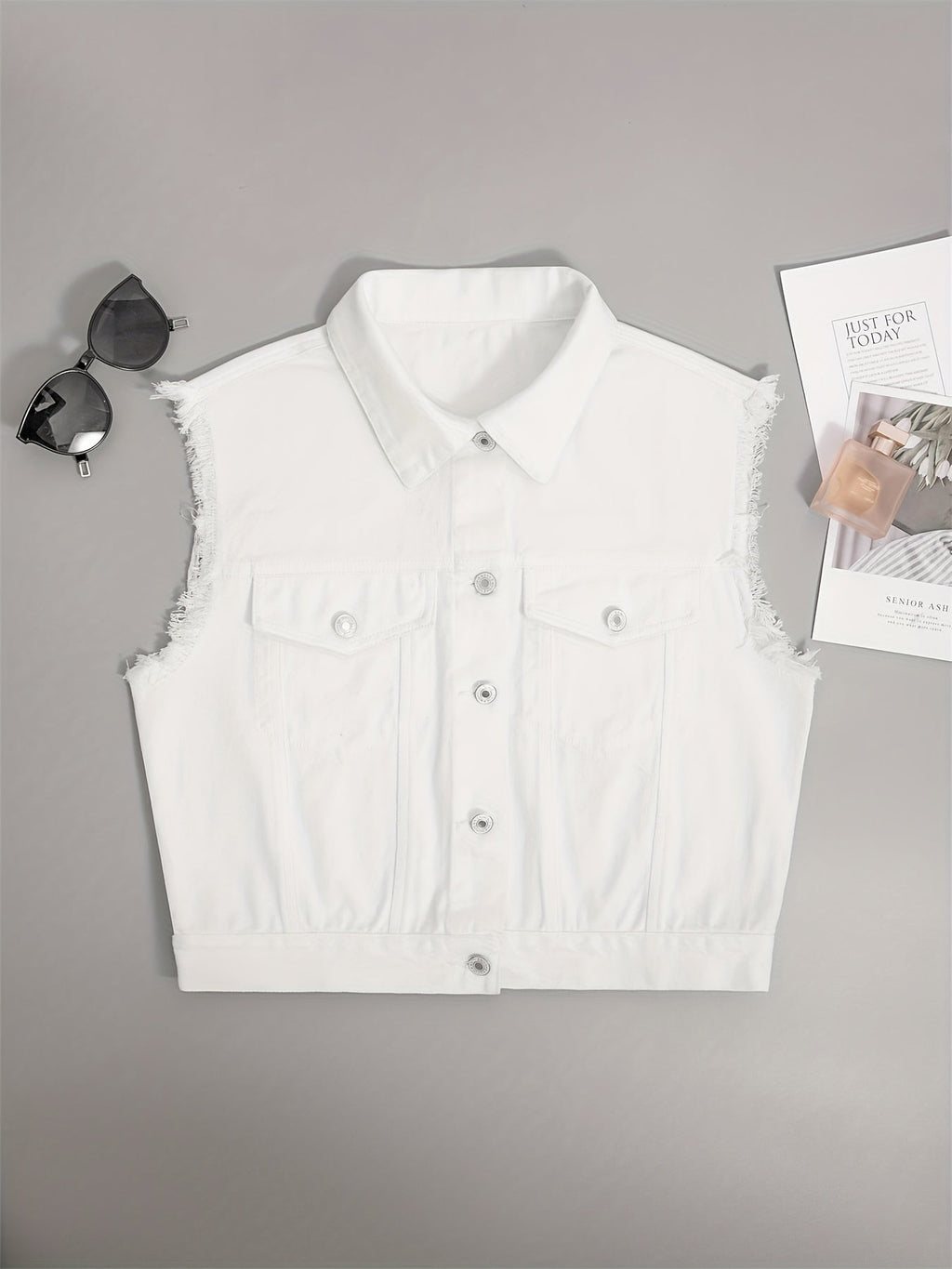 NOUVEAU RICHE Ärmellose Jeansjacke Pattentaschen Klassischen Denim Look