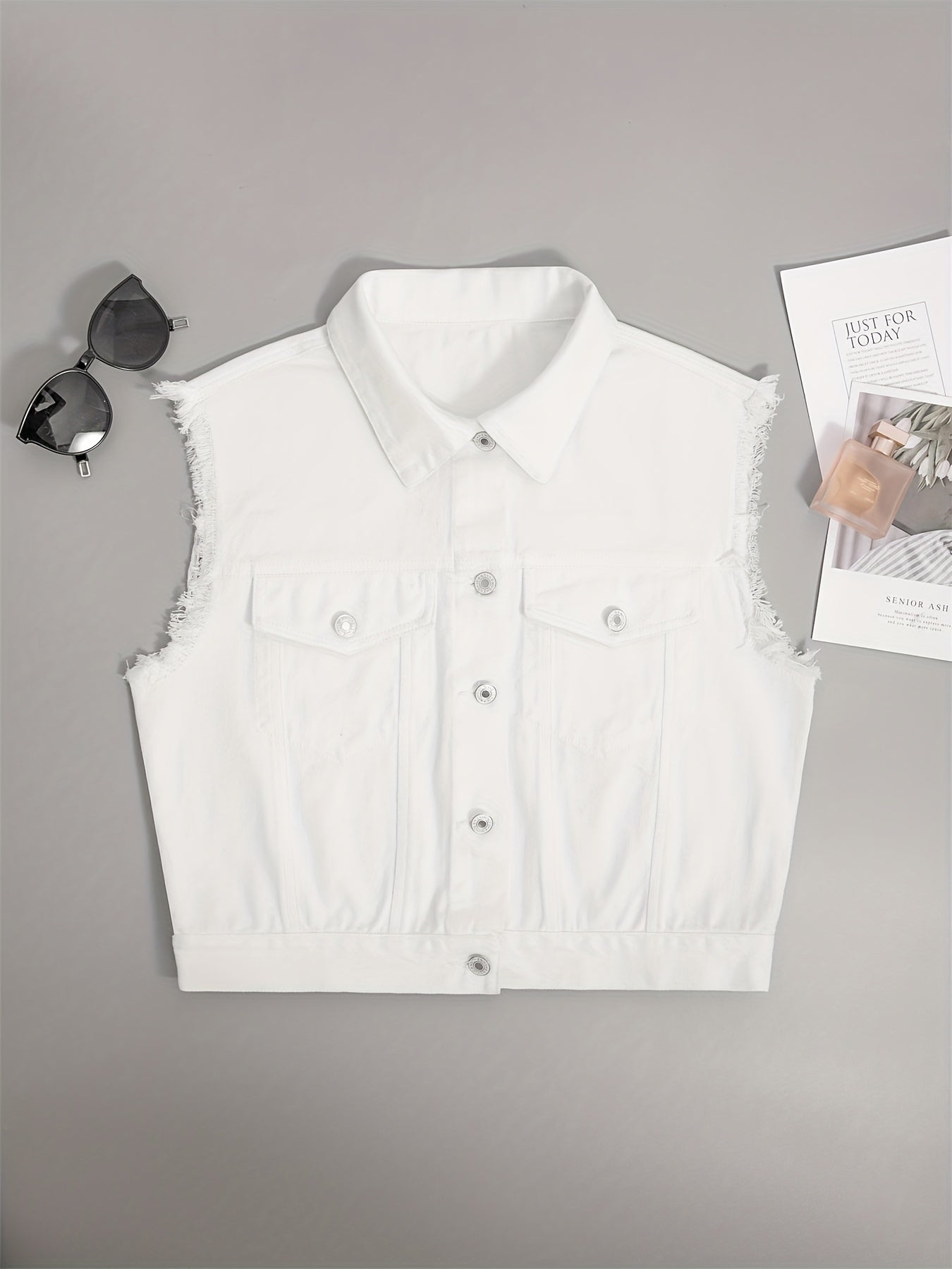 NOUVEAU RICHE Ärmellose Jeansjacke Pattentaschen Klassischen Denim Look