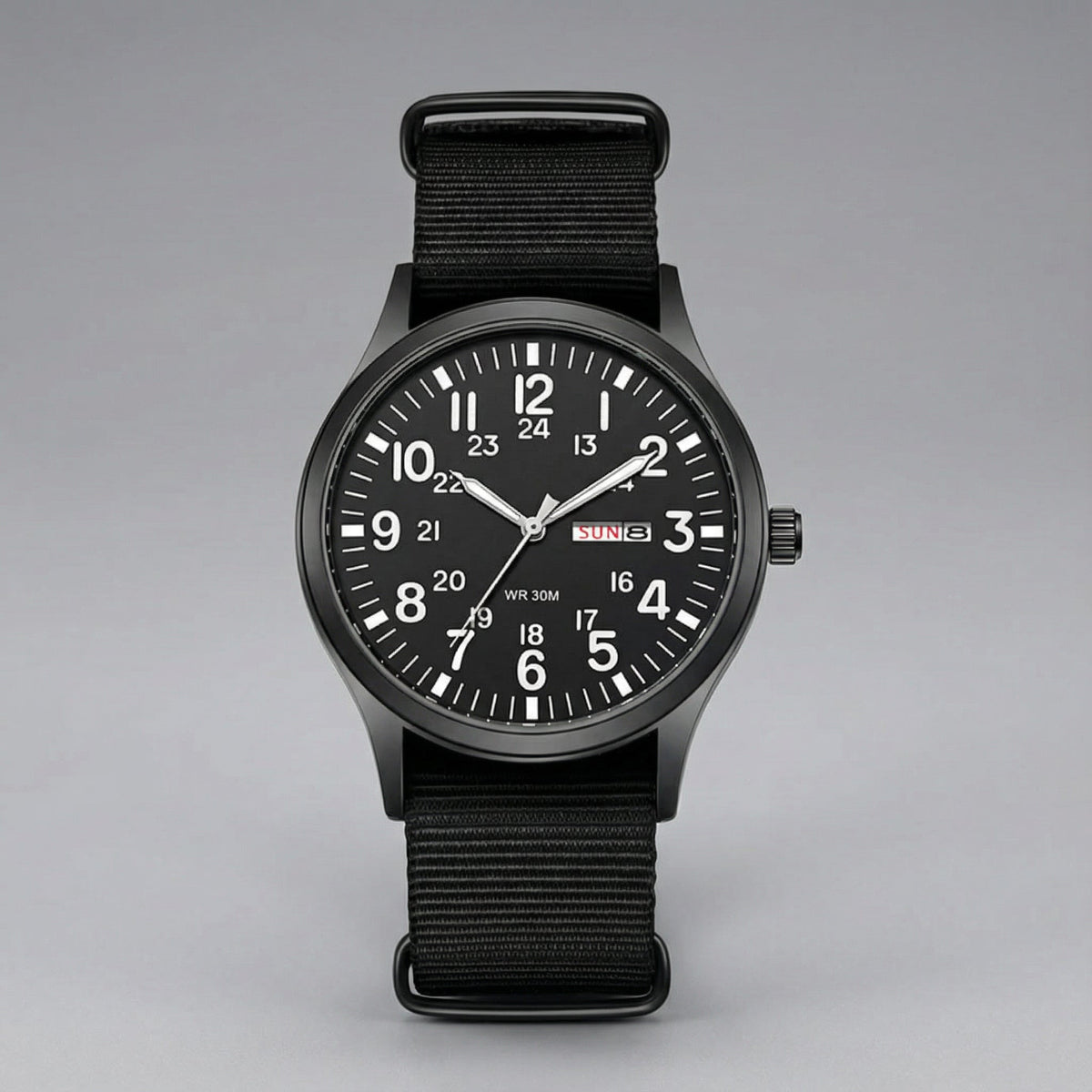 NOUVEAU RICHE Outdoor Herrenuhr – Analoge Sportuhr 100 m wasserdicht, Saphirglas & Quarzwerk, Leuchtzeiger, 4 Farben – Ranches Schwarz