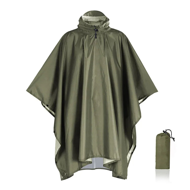 NOUVEAU RICHE 3-in-1 Militär-Regenmantel Mit Kapuze Wasserdichter Poncho Grüner klassischer Stil