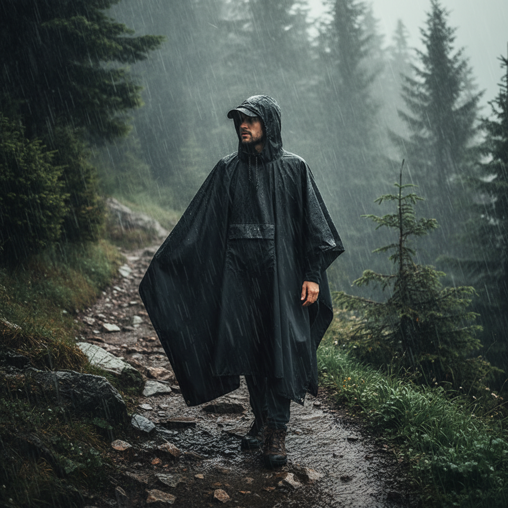 3-in-1 Militär-Regenmantel Mit Kapuze Wasserdichter Poncho
