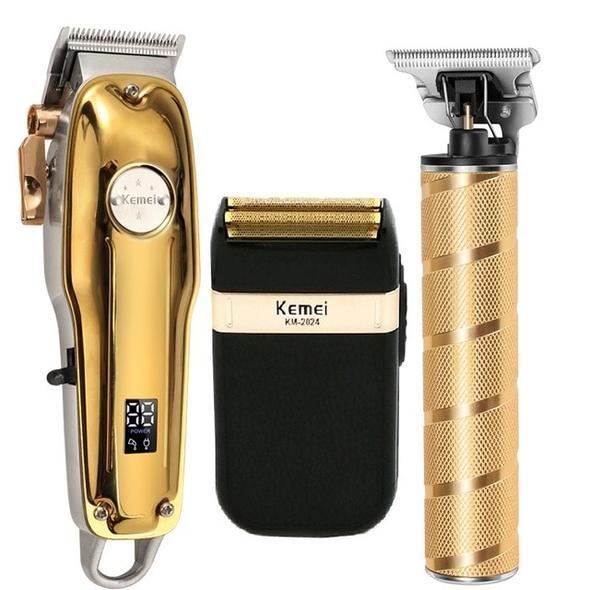 NOUVEAU RICHE 3-in-1 Profi Haartrimmer-Set – Kabellose Haarschneidemaschine, T-Blade Konturentrimmer und Folienrasierer für Herren