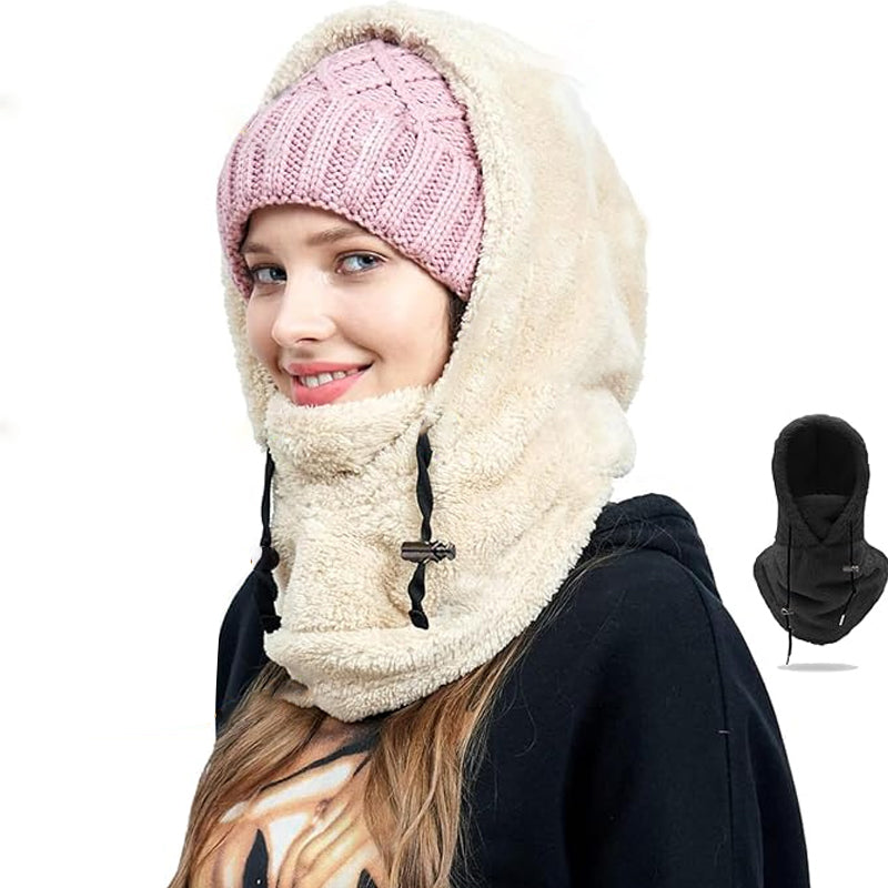 NOUVEAU RICHE 3-in-1 Wintermütze – Warme winddichte Mütze mit Halswärmer & Gesichtsmaske, Fleece gefüttert, Sturmhaube, 5 Farben – Calico