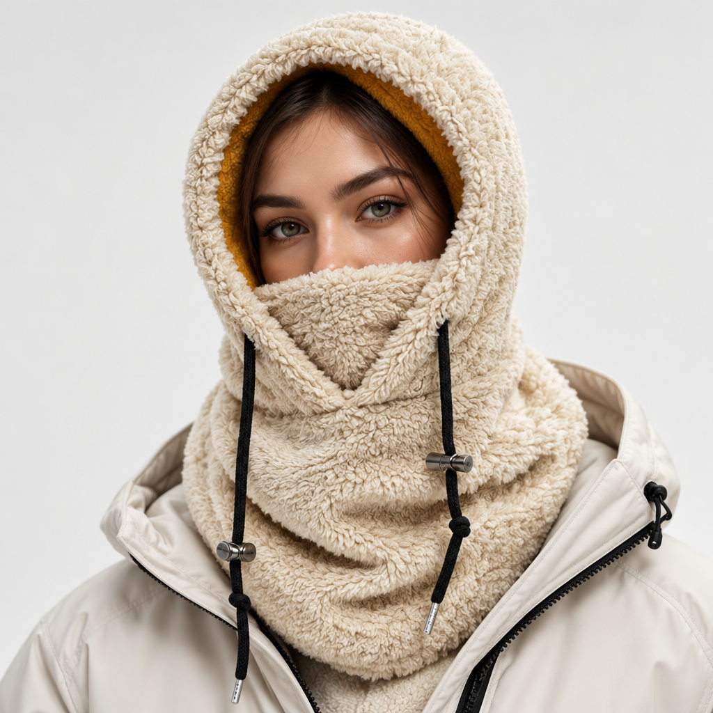 NOUVEAU RICHE 3-in-1 Wintermütze – Warme winddichte Mütze mit Halswärmer & Gesichtsmaske, Fleece gefüttert, Sturmhaube, 5 Farben – Calico