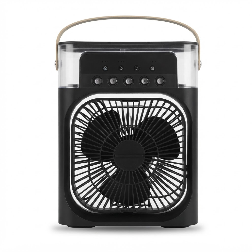 3-in-1 Mini-Luftkühler-Ventilator – Tragbarer Luftbefeuchter & LED-Nachtlicht, USB-Tischklimaanlage für Zuhause & Büro 0