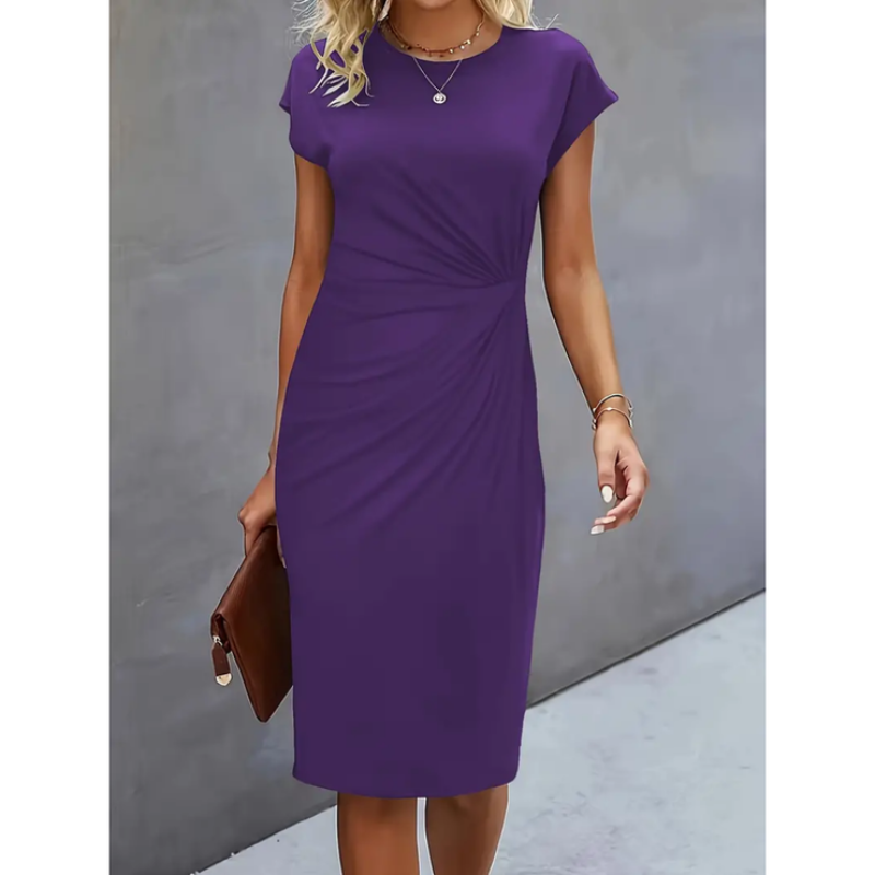 NOUVEAU RICHE Damen Kurzärmliges Formelles Kleid Abendkleid Für Midi Violettblau