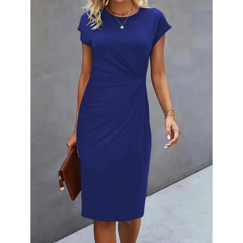 NOUVEAU RICHE Damen Kurzärmliges Formelles Kleid Abendkleid Für Midi Navy blau