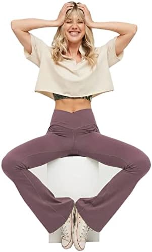 NOUVEAU RICHE Ausgestellte Yoga-Leggings – Flared Leggings Damen mit V-Bund, High Waist Bootcut Yogahose, 9 Farben, XS–2XL – Pamelo VFit