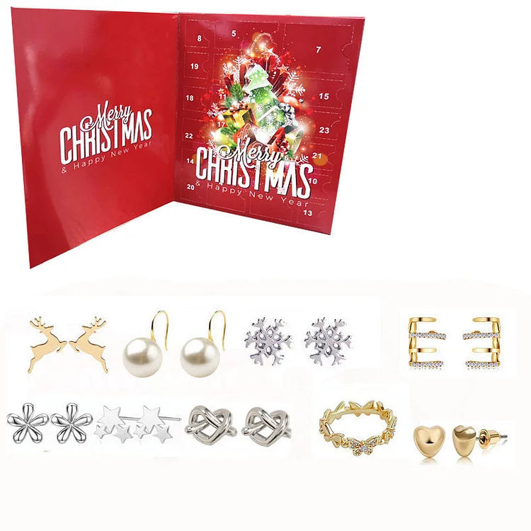 NOUVEAU RICHE Schmuck-Adventskalender – Adventskalender mit 24 Schmuckstücken in Gold & Silber, Ketten, Armbänder & Ohrringe für Damen – Livia