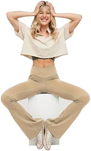 NOUVEAU RICHE Ausgestellte Yoga-Leggings – Flared Leggings Damen mit V-Bund, High Waist Bootcut Yogahose, 9 Farben, XS–2XL – Pamelo VFit