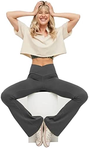 NOUVEAU RICHE Ausgestellte Yoga-Leggings – Flared Leggings Damen mit V-Bund, High Waist Bootcut Yogahose, 9 Farben, XS–2XL – Pamelo VFit