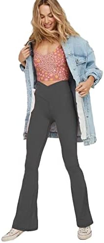 NOUVEAU RICHE Ausgestellte Yoga-Leggings – Flared Leggings Damen mit V-Bund, High Waist Bootcut Yogahose, 9 Farben, XS–2XL – Pamelo VFit
