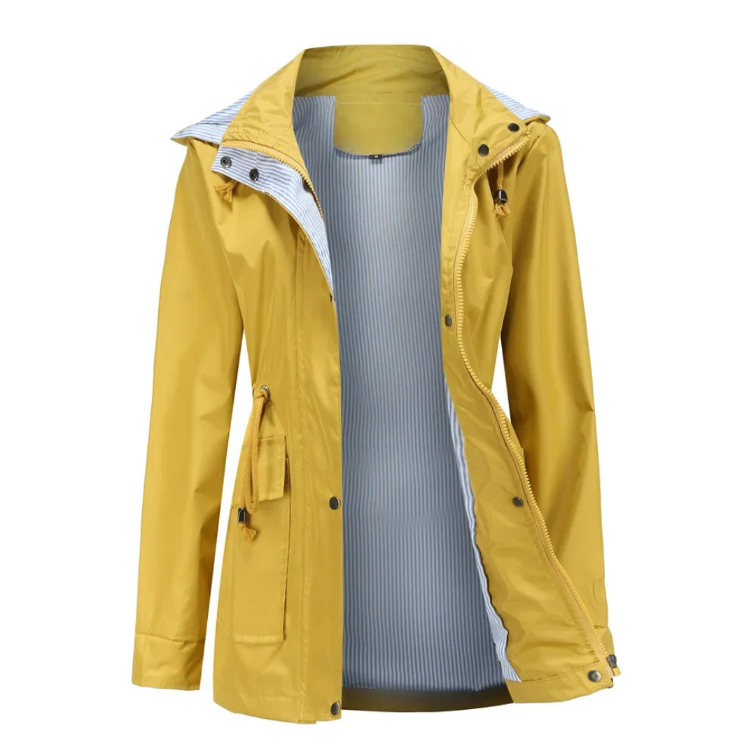 NOUVEAU RICHE Wasserdichter Trenchcoat Damen Abnehmbarer Kapuze Outdoor Gelb
