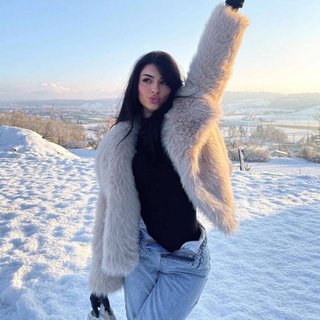 NOUVEAU RICHE Plüsch-Wintermantel aus Kunstfell Warm Kuschelig Weich