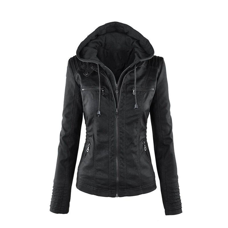 NOUVEAU RICHE Damen Kapuzenjacke Reißverschluss Moderner Schnitt Alltag Rabenschwarz