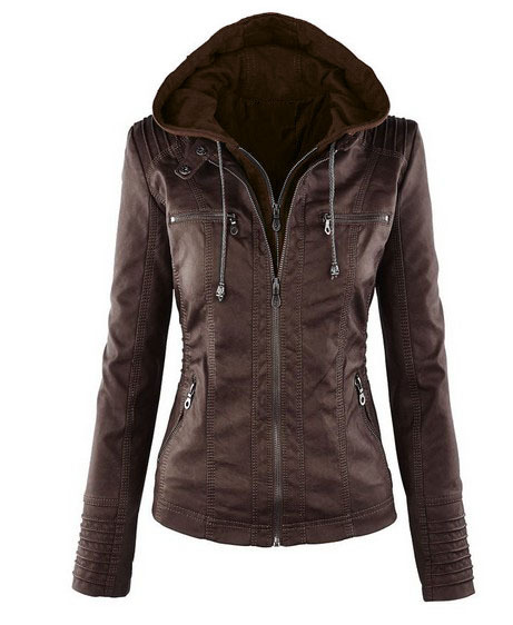 NOUVEAU RICHE Damen Kapuzenjacke Reißverschluss Moderner Schnitt Alltag Schokoladenbraun