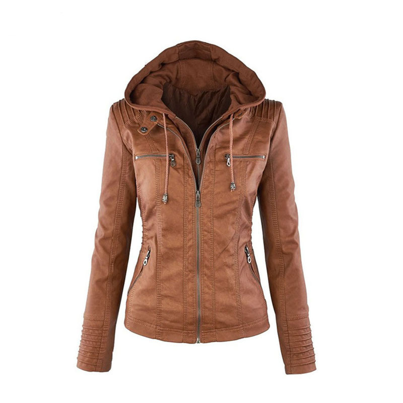 NOUVEAU RICHE Damen Kapuzenjacke Reißverschluss Moderner Schnitt Alltag Mandelbraun